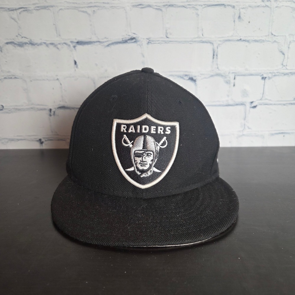 New Era 59FIFTY Oakland Raiders NFL Fitted Hat Black 100% Wool Size 7 1/2